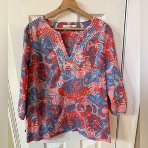 Boden Batik Shabby Chic Cottagecore Whimsy Blouse Womens Large